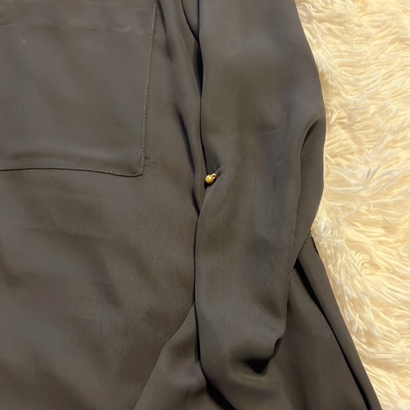 H&M black dress button down shirt long sleeve or 3/4 blouse L - Picture 11 of 14